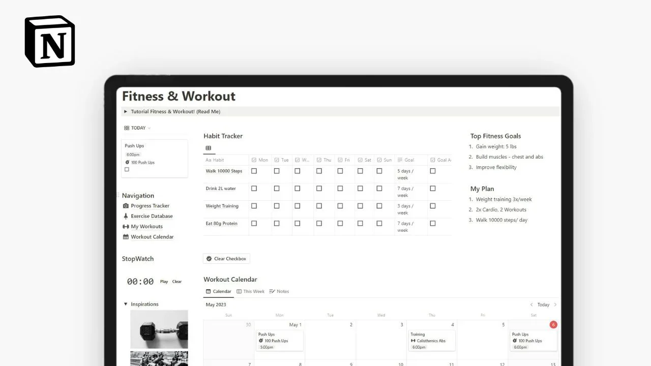 Notion Fitness Planner Notionland Template Gallery